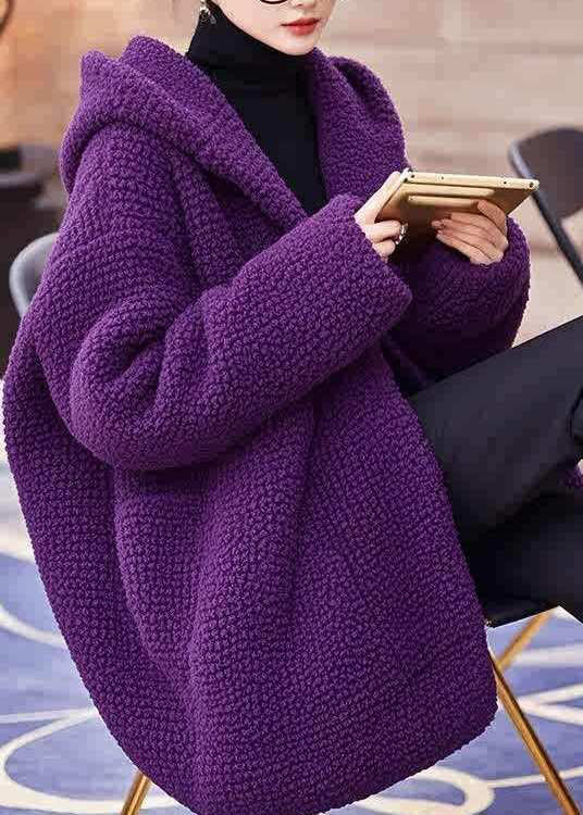 Women Loose Brown Hooded Faux Fur Coat Winter