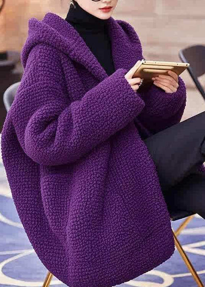Women Loose Brown Hooded Faux Fur Coat Winter