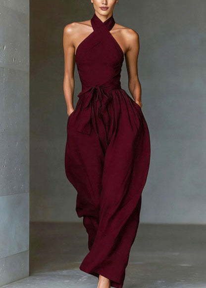 Women Mulberry Hatle Cold Shoulder Linen Jumpsuits Summer