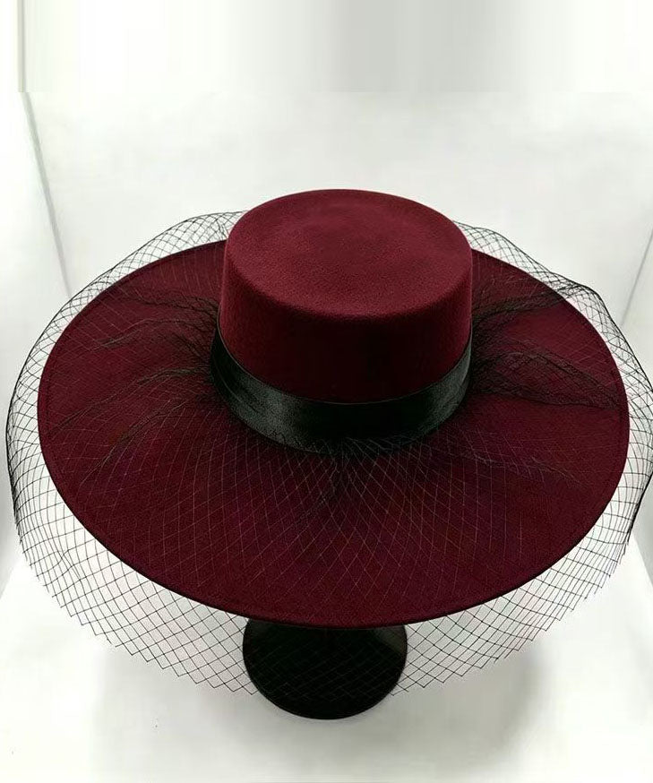 Women Mulberry Patchwork Tulle Cashmere Cloche Hat