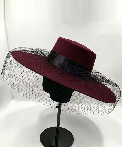 Women Mulberry Patchwork Tulle Cashmere Cloche Hat