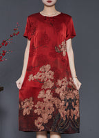 Women Mulberry Print Silk Oriental Dresses Summer