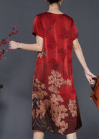 Women Mulberry Print Silk Oriental Dresses Summer