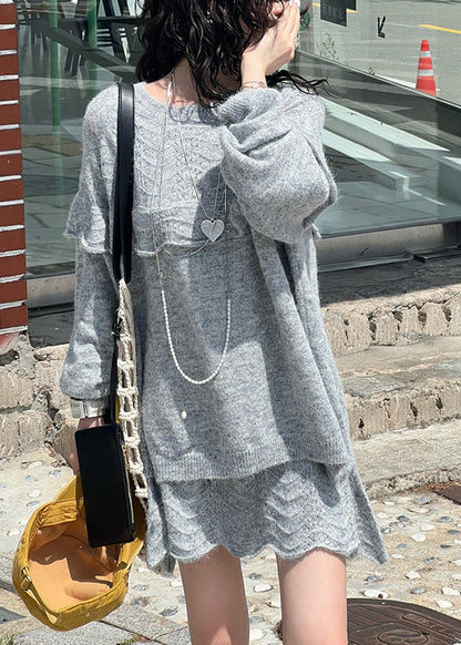 Women Mulberry Ruffled Hollow Out Knit Sweater Winter