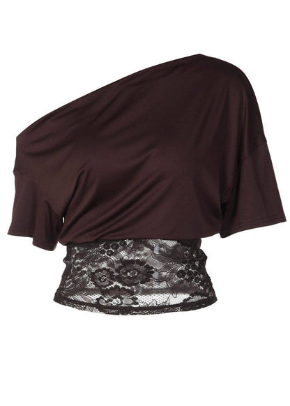 Women Mulberry Turtle Neck Patchwork Lace Tanks Summer