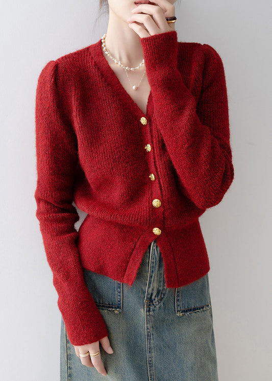 Women Mulberry V Neck Silm Fit Knit Cardigans Winter