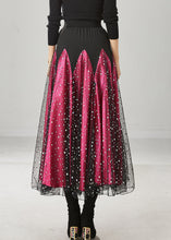 Load image into Gallery viewer, Women Mulberry Zircon Patchwork Tulle Skirts Spring