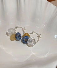 Load image into Gallery viewer, Women Multicolour Copper Gem Stone Glass Hoop Earrings