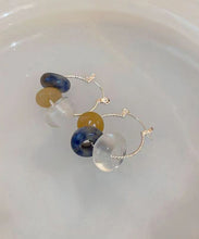 Load image into Gallery viewer, Women Multicolour Copper Gem Stone Glass Hoop Earrings