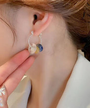 Load image into Gallery viewer, Women Multicolour Copper Gem Stone Glass Hoop Earrings