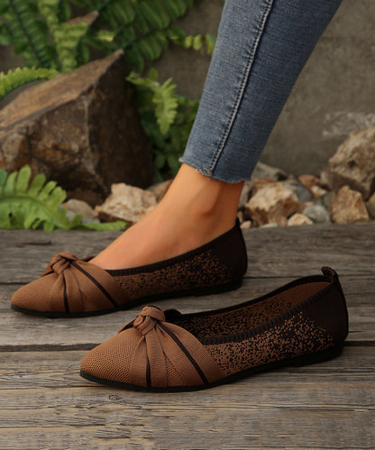 Women Navy Cotton Fabric Bow Splicing Flat Shoes Pointed Toe