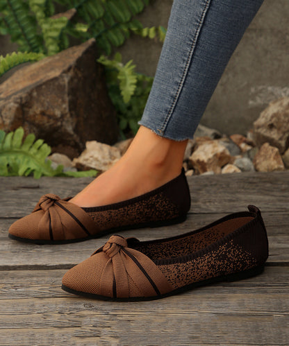 Women Navy Cotton Fabric Bow Splicing Flat Shoes Pointed Toe