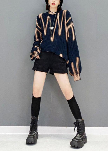 2021 Navy My Heart Beats Long Sweater Top Knit Dress - SooLinen