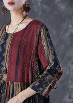 Women Oversized Print Linen Vacation Dress Fall