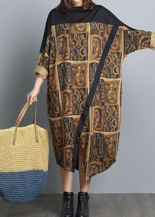 Women Patchwork Spring Dresses Fabrics Retro Loose Dress - SooLinen