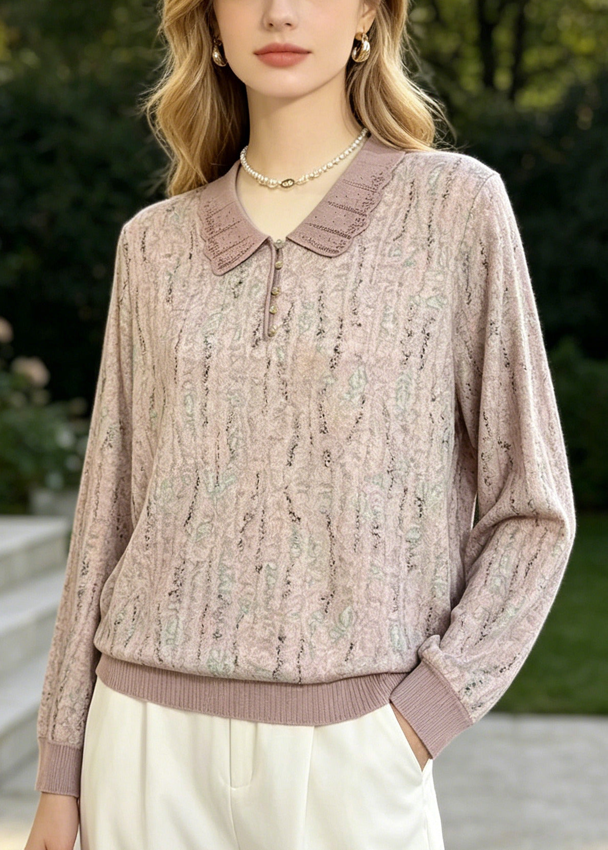 Women Peter Pan Collar Print Cotton Shirts Summer