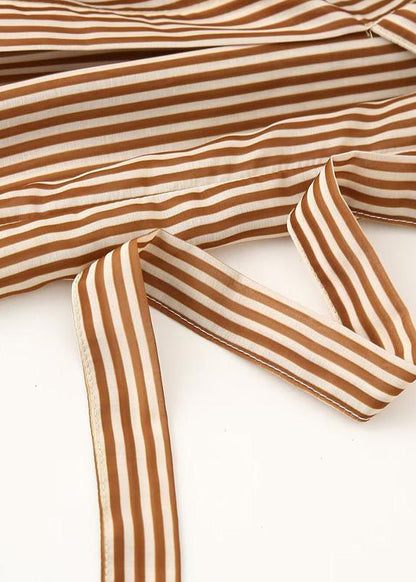 Women Peter Pan Collar Striped Cotton Shirts Dress Summer