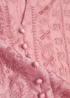 Women Pink Embroidered Oversized Linen Dresses Summer