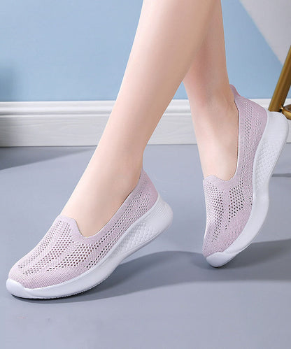 Women Pink Flat Feet Shoes Comfortable Breathable Mesh