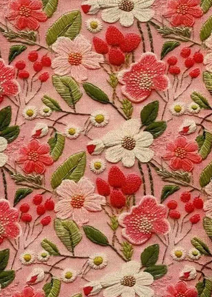 Women Pink O Neck Floral Knitting Cotton Sweaters Spring