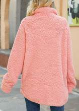 Load image into Gallery viewer, Women Pink Peter Pan Collar Button Faux Fur Coat Fall