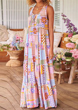Load image into Gallery viewer, Women Pink Ruffled Print Cotton Long Dresses Sleeveless