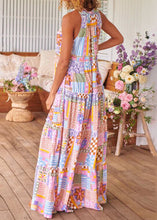 Load image into Gallery viewer, Women Pink Ruffled Print Cotton Long Dresses Sleeveless