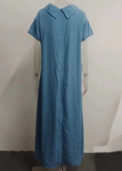 Women Pink Turtle Neck Patchwork Solid Vacation Long Dresses Summer