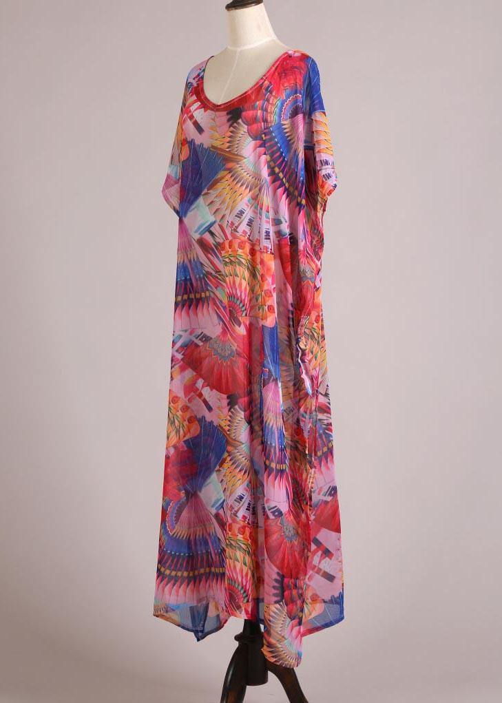 Women Print vogue kimono robe Bohemian Chiffon Dress - SooLinen
