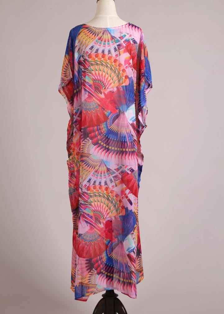 Women Print vogue kimono robe Bohemian Chiffon Dress - SooLinen