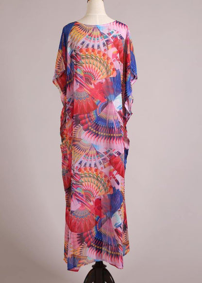 Women Print vogue kimono robe Bohemian Chiffon Dress - SooLinen