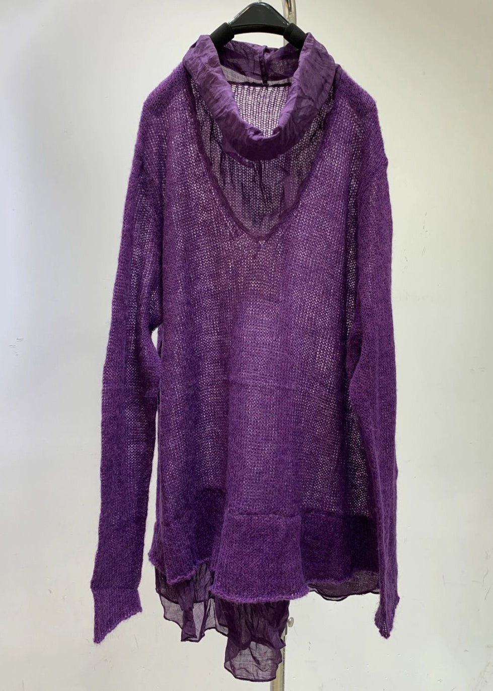Women Purple Turtleneck Hollow Out Solid Knit Sweaters Fall