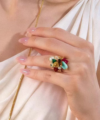 Women Rainbow Alloy Artascope Open Rings