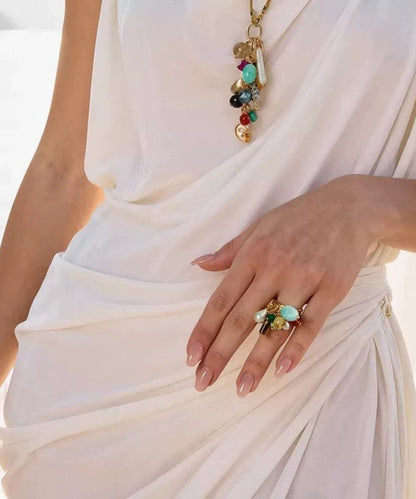 Women Rainbow Alloy Artascope Open Rings