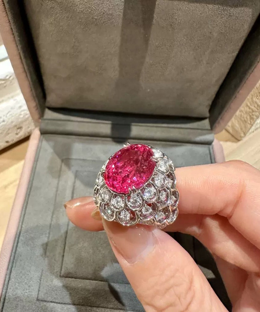 Women Red Alloy Zircon Rose Rings