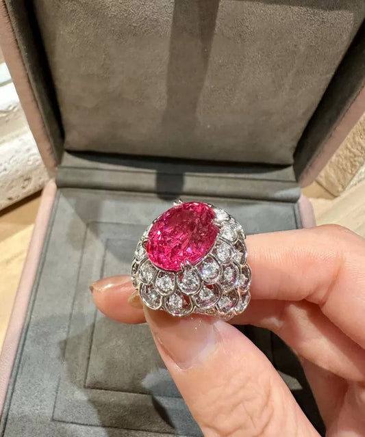 Women Red Alloy Zircon Rose Rings