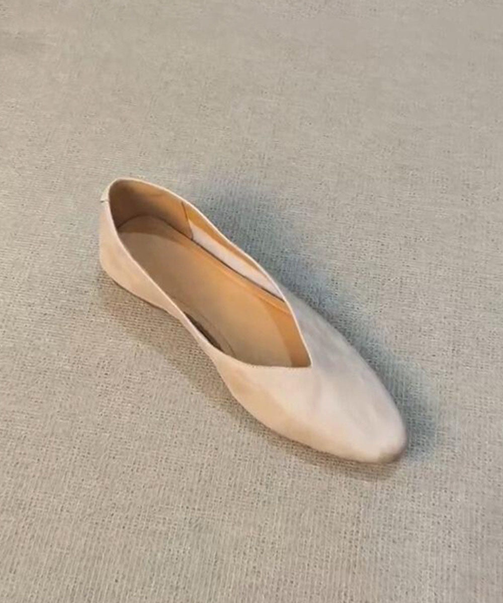 Women Red Cowhide Leather Comfy Soft Flat Feet Shoes