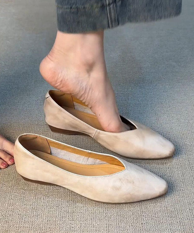 Women Red Cowhide Leather Comfy Soft Flat Feet Shoes