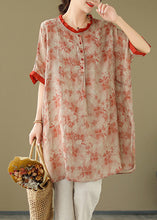Load image into Gallery viewer, Women Red Ruffled Print Button Top Short Sleeve