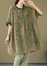 Load image into Gallery viewer, Women Red Ruffled Print Button Top Short Sleeve