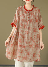 Load image into Gallery viewer, Women Red Ruffled Print Button Top Short Sleeve