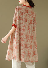 Load image into Gallery viewer, Women Red Ruffled Print Button Top Short Sleeve