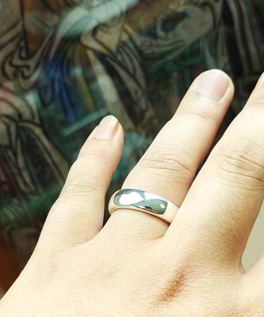 Women Silk Plain Ring Carving Silver Rings
