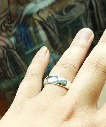 Women Silk Plain Ring Carving Silver Rings