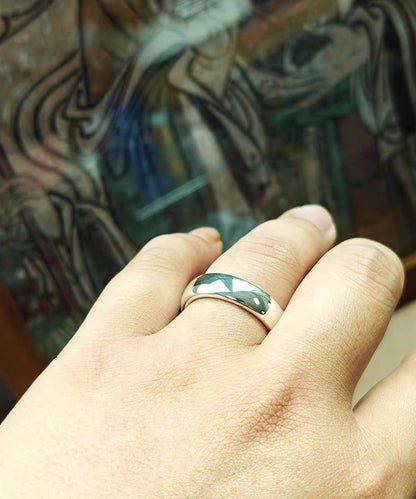 Women Silk Plain Ring Carving Silver Rings