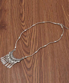 Women Silk Sterling Silver Tassel Pendant Necklace