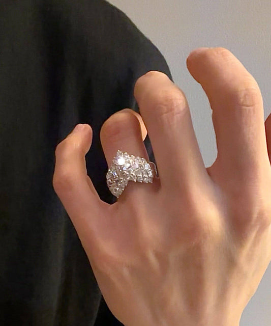 Women Silk Sterling Silver Zircon Love Rings