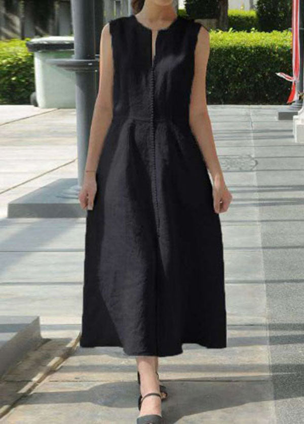 Women Solid Purple polka dots Sleeveless V-Neck Back Zipper Pocket Dress