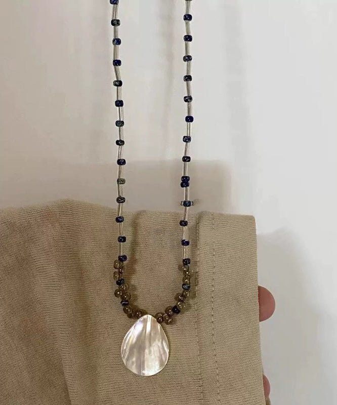 Women Stainless Steel Shell Beading Pendant Necklace