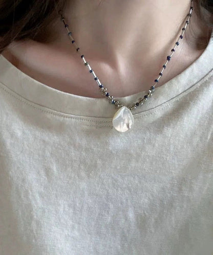 Women Stainless Steel Shell Beading Pendant Necklace